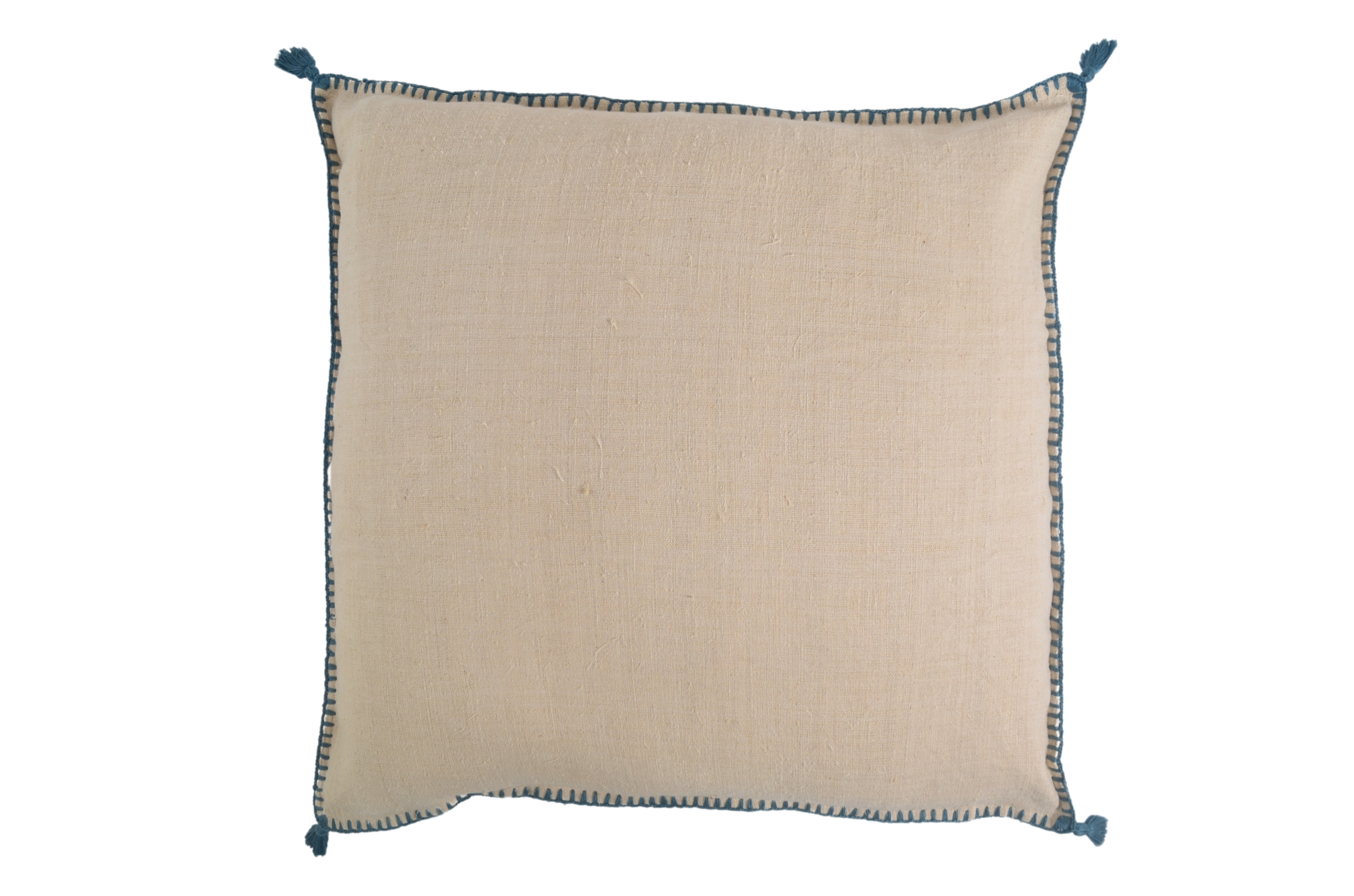 Handwoven antique hemp pillow with handstitching, sustainable and artisan-made.