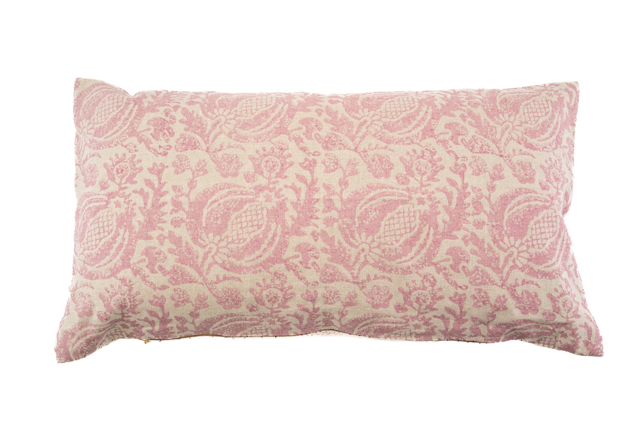 Hand printed linen pillow, artisan made with organic dyes on natural fabric.