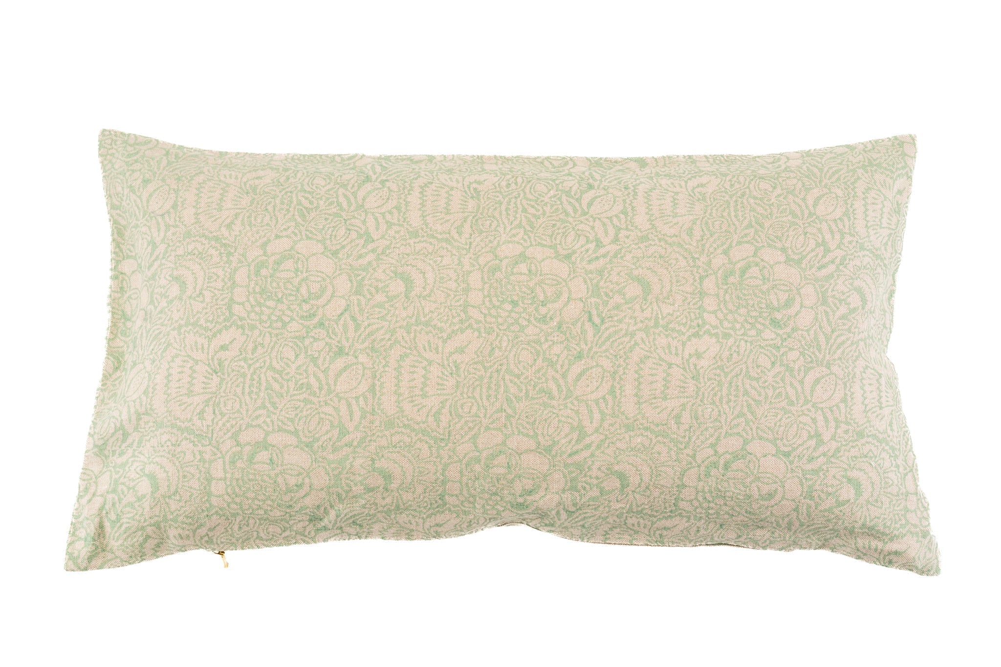 Hand printed linen pillow, artisan made with organic dyes on natural fabric.