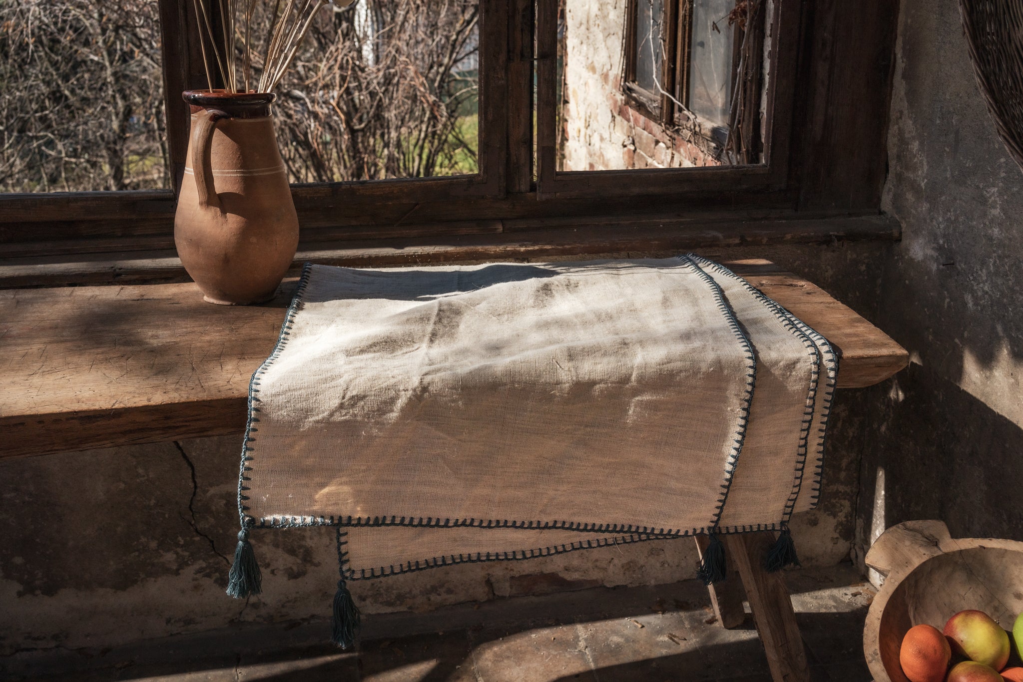 Table Runner: Antique handwoven Hungarian hemp - TW60