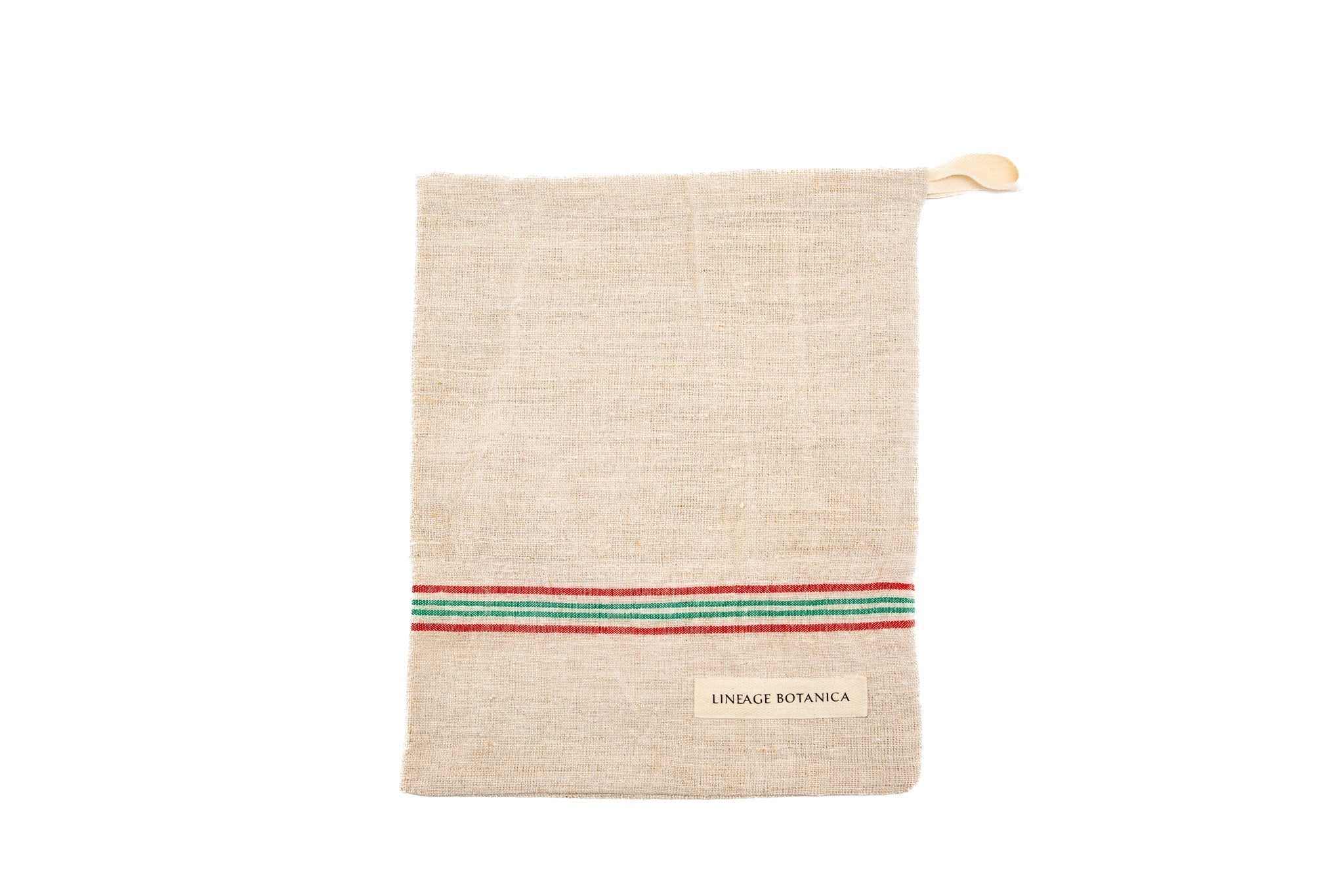 Handwoven antique hemp bread bag with vintage textile design.