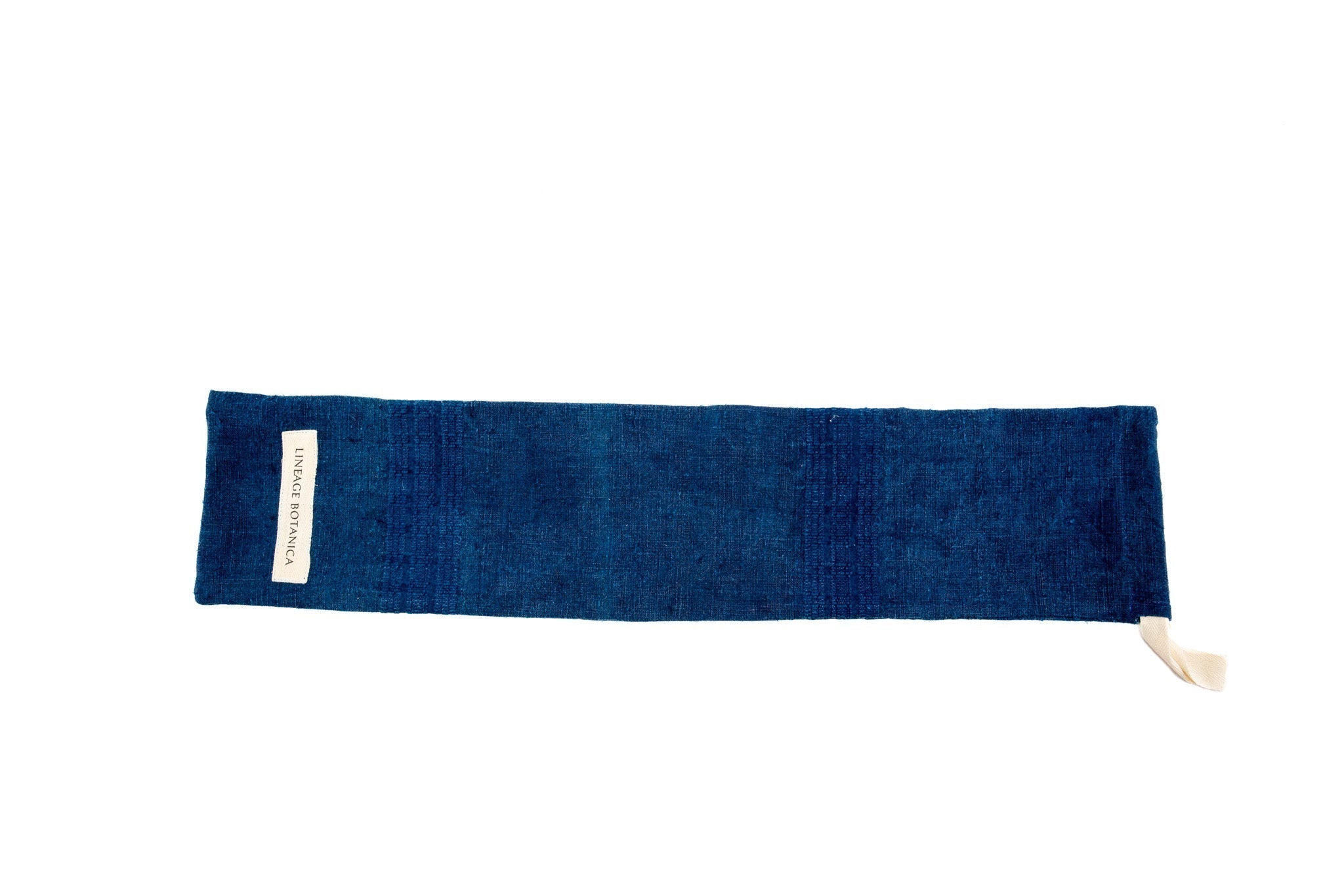 Handwoven antique indigo bread bag with vintage hemp fabric.