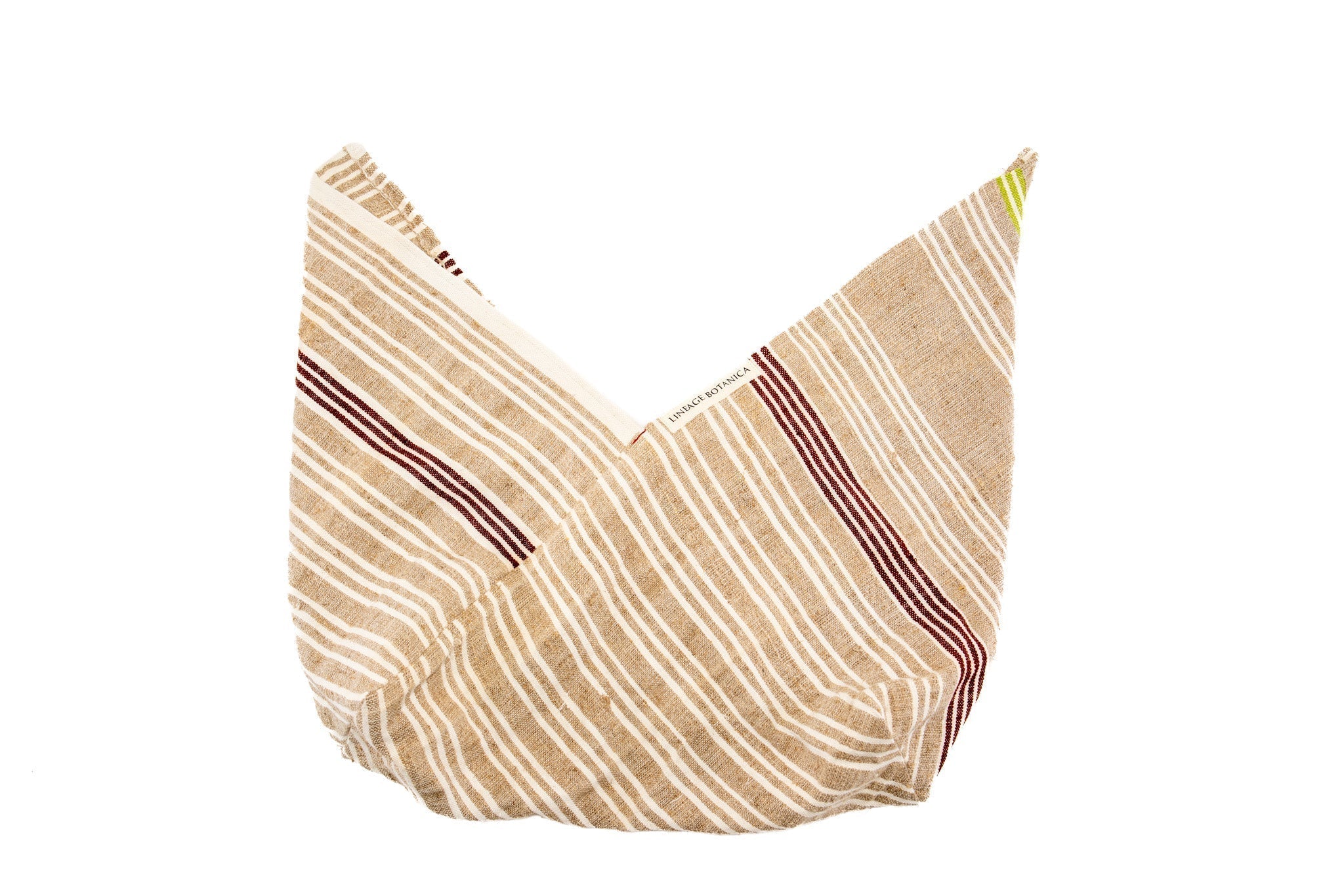 Antique handwoven Bulgarian cotton bag with striped pattern, eco-friendly design.