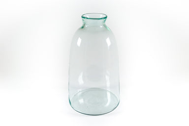Pale aqua vintage handblown glass vase, perfect for centerpiece arrangements.