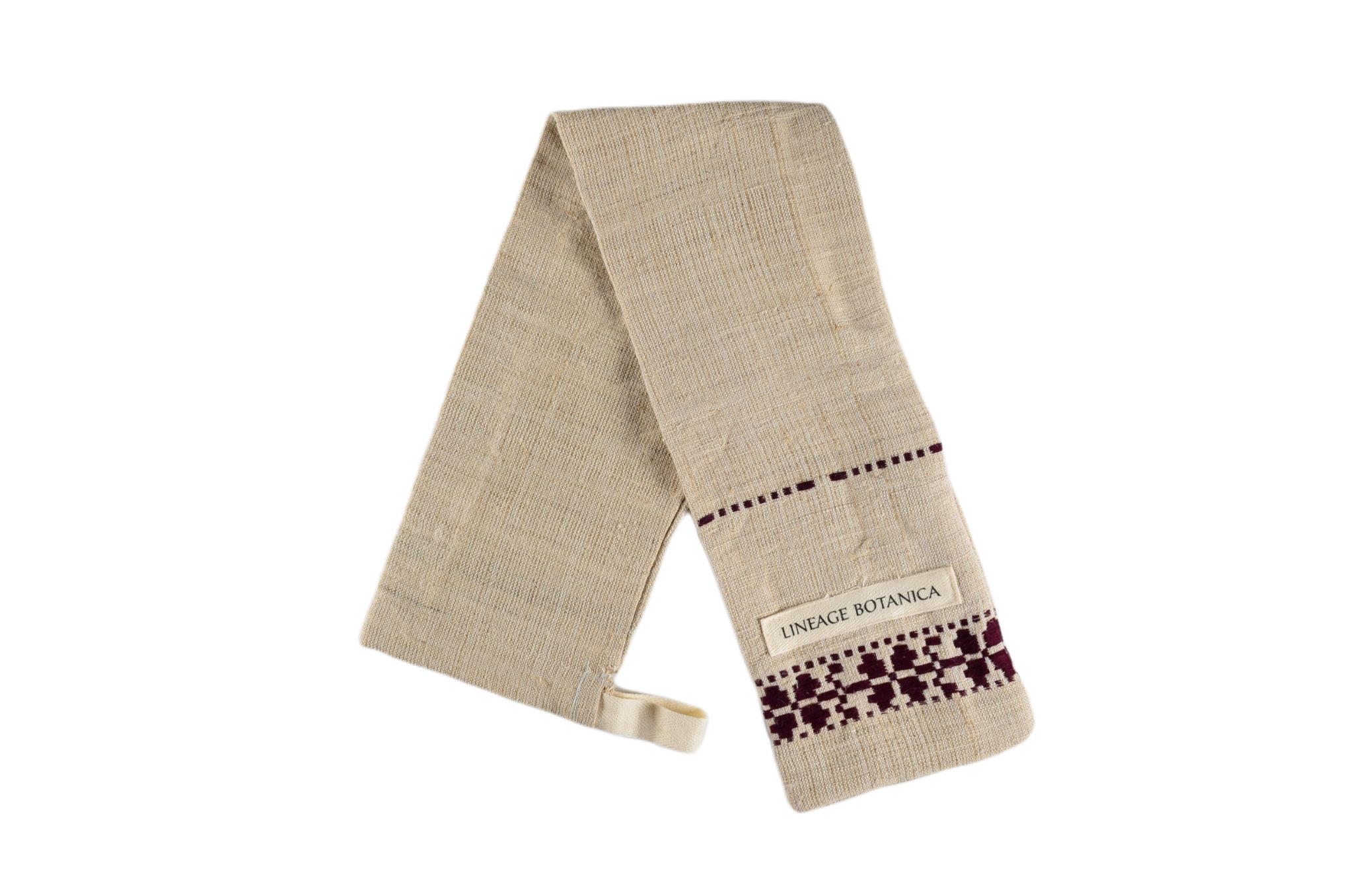 Handwoven antique baguette bag made from vintage hemp with unique embroidery patterns.