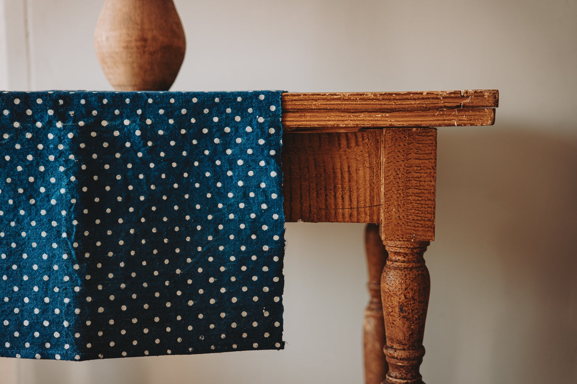 Table runner: Antique handwoven Hungarian hemp indigo over dye - TW108