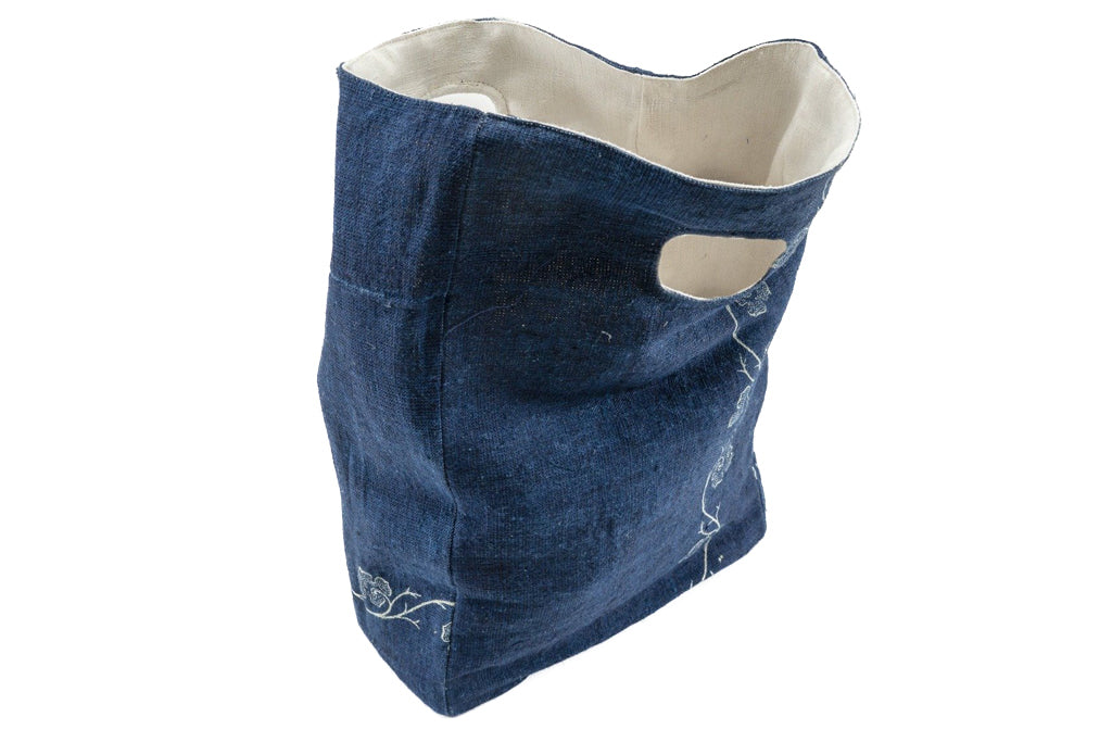 Carry Bag: Handwoven Indigo antique Hungarian hemp - BG43