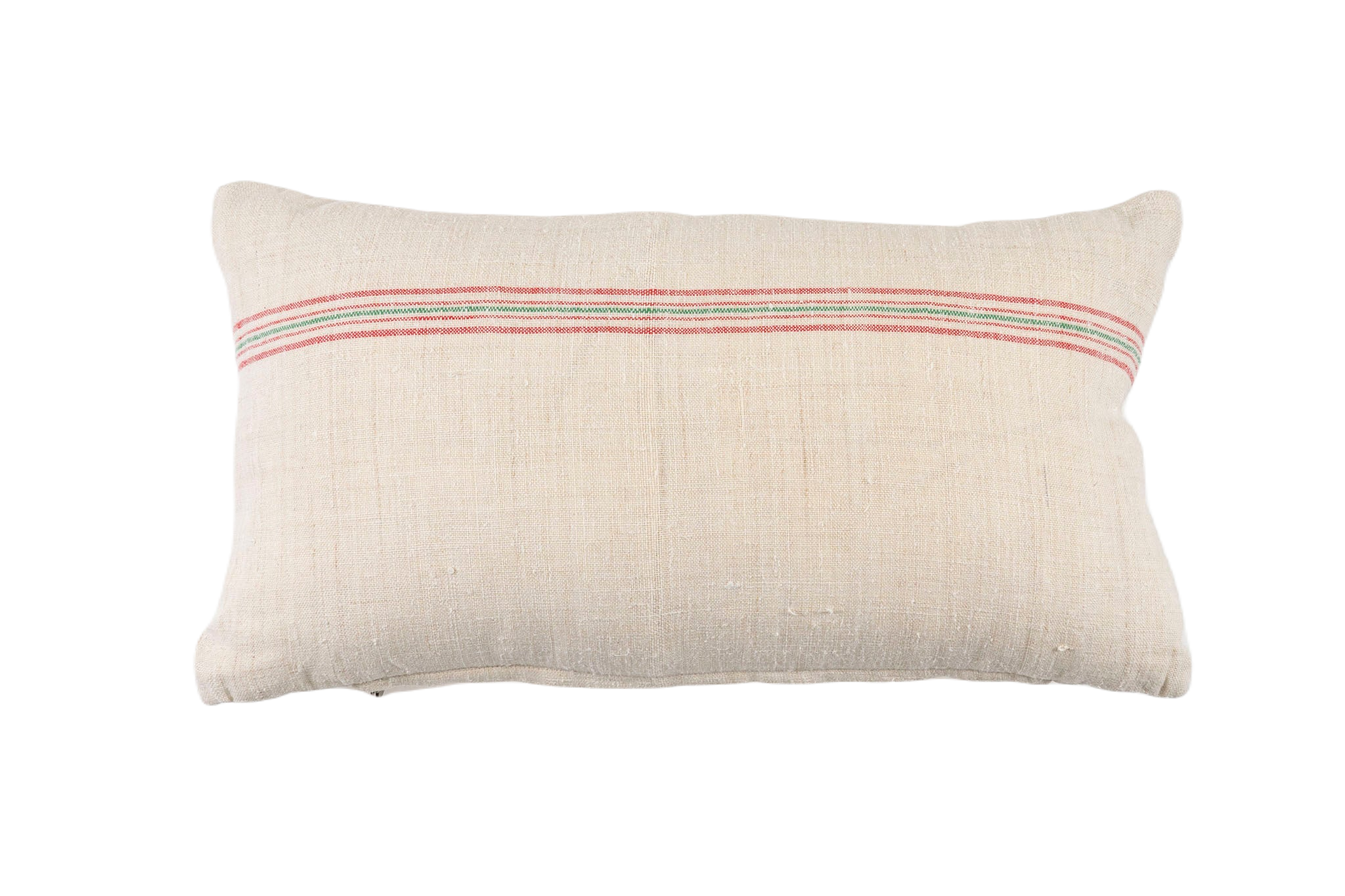 Grain sack handwoven Hungarian hemp pillow with metal zipper.