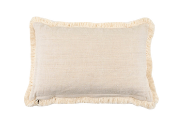 Handwoven antique Hungarian hemp pillow with cotton fringe and unique carnation pattern.