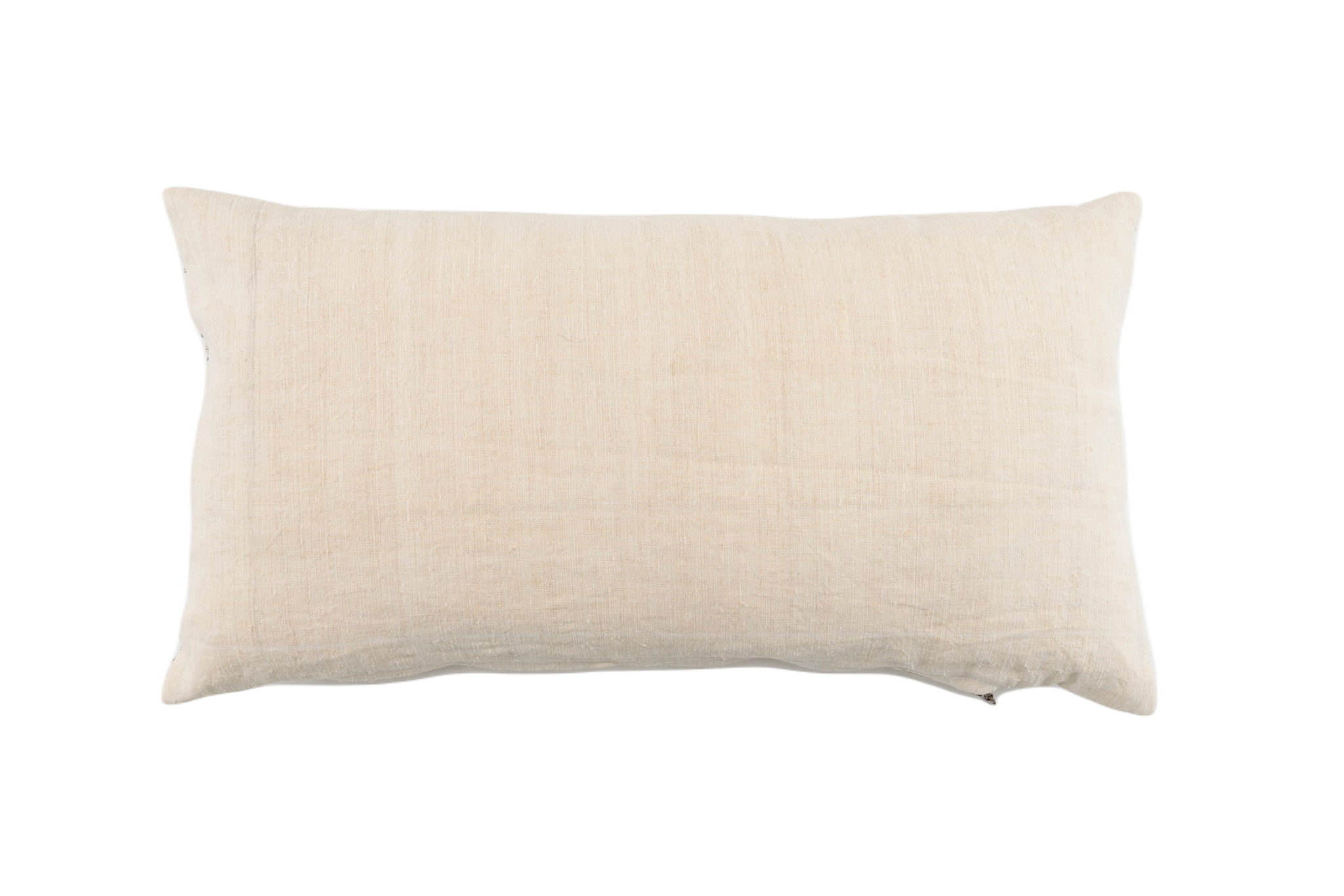 Handwoven antique Bulgarian cotton pillow with Hungarian hemp, recycled goose down fill.