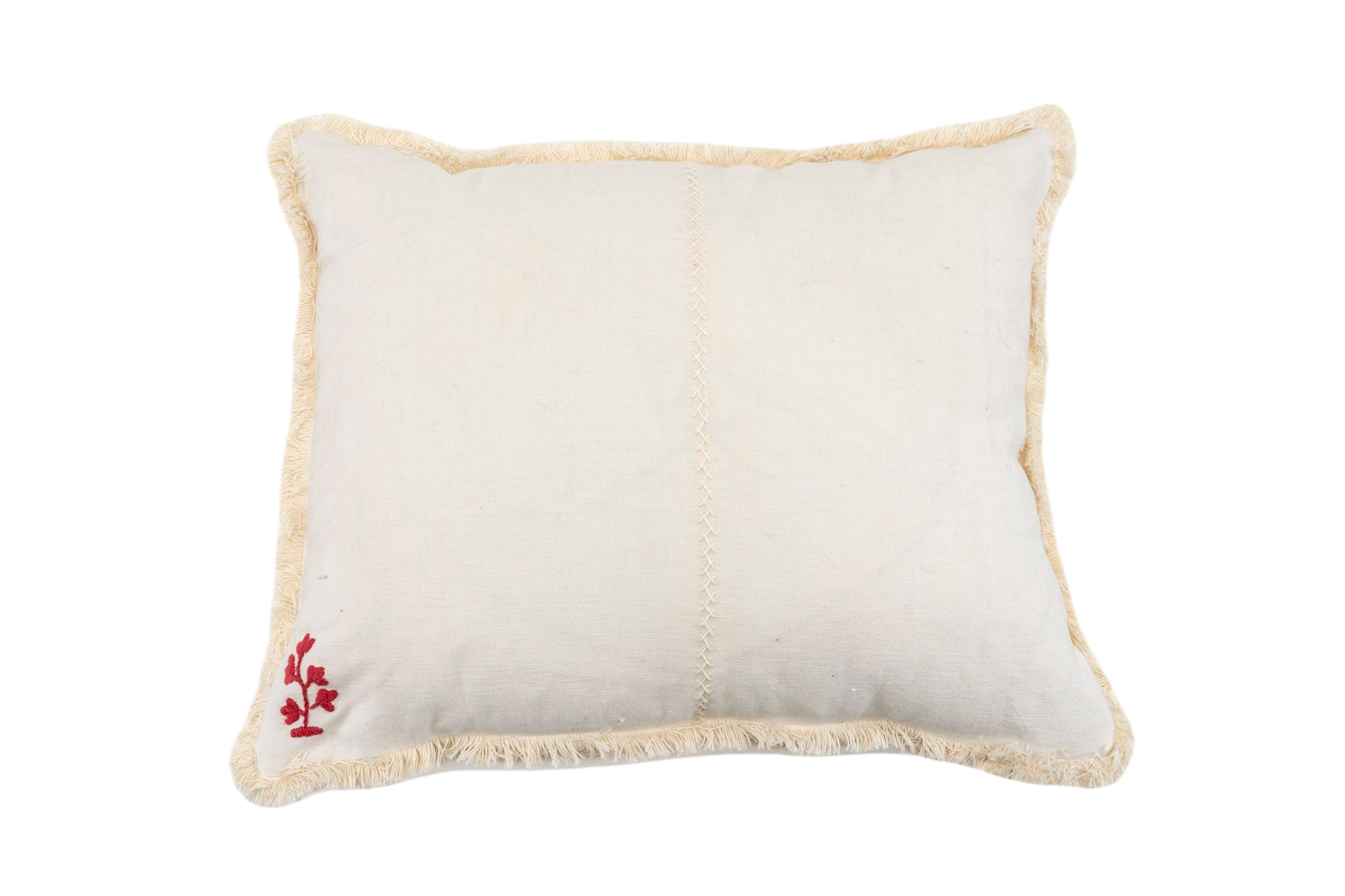 Embroidered antique pillow with intricate patterns and vintage charm.