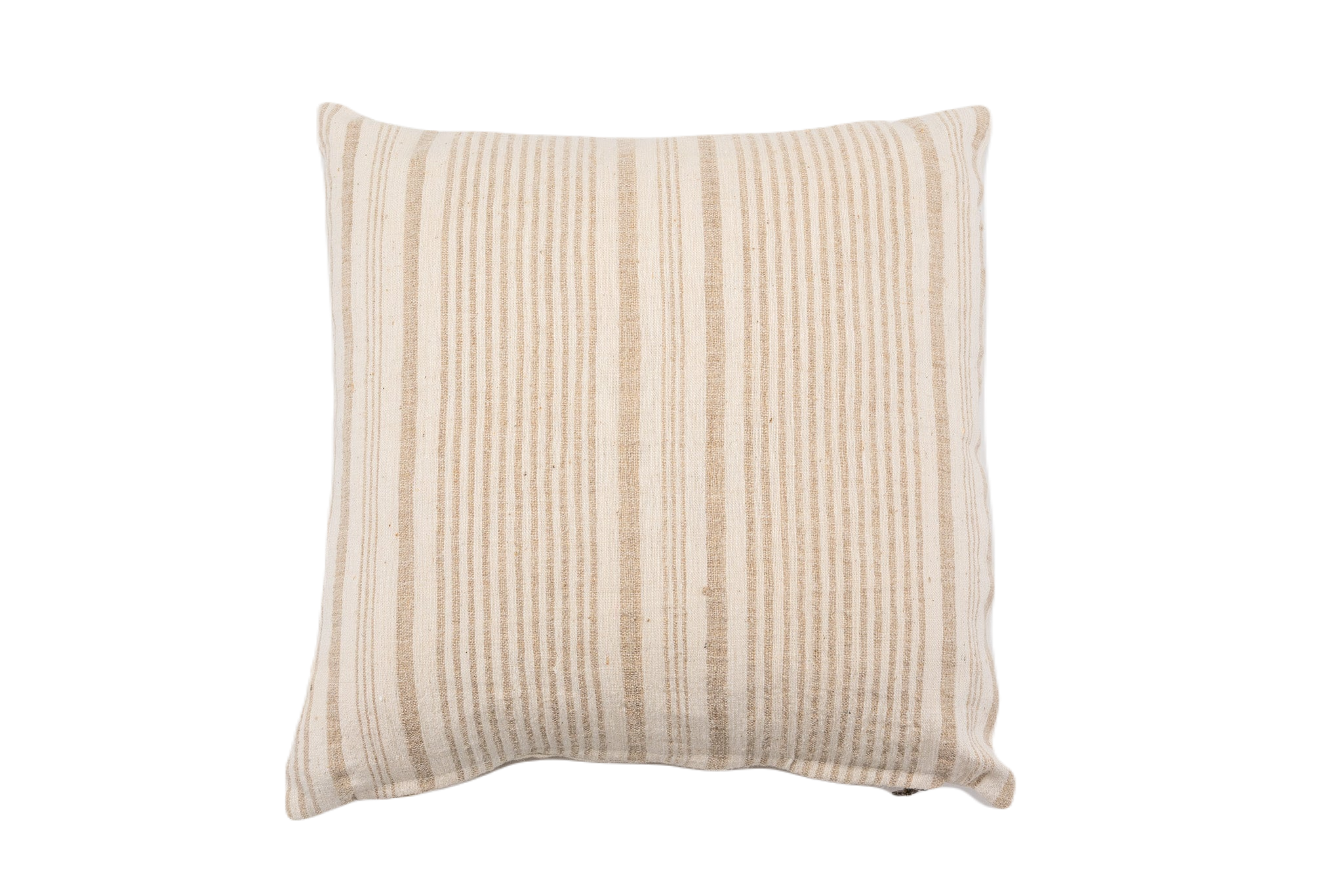 Antique handwoven pillow, Bulgarian silk and cotton, with neutral hemp backing.