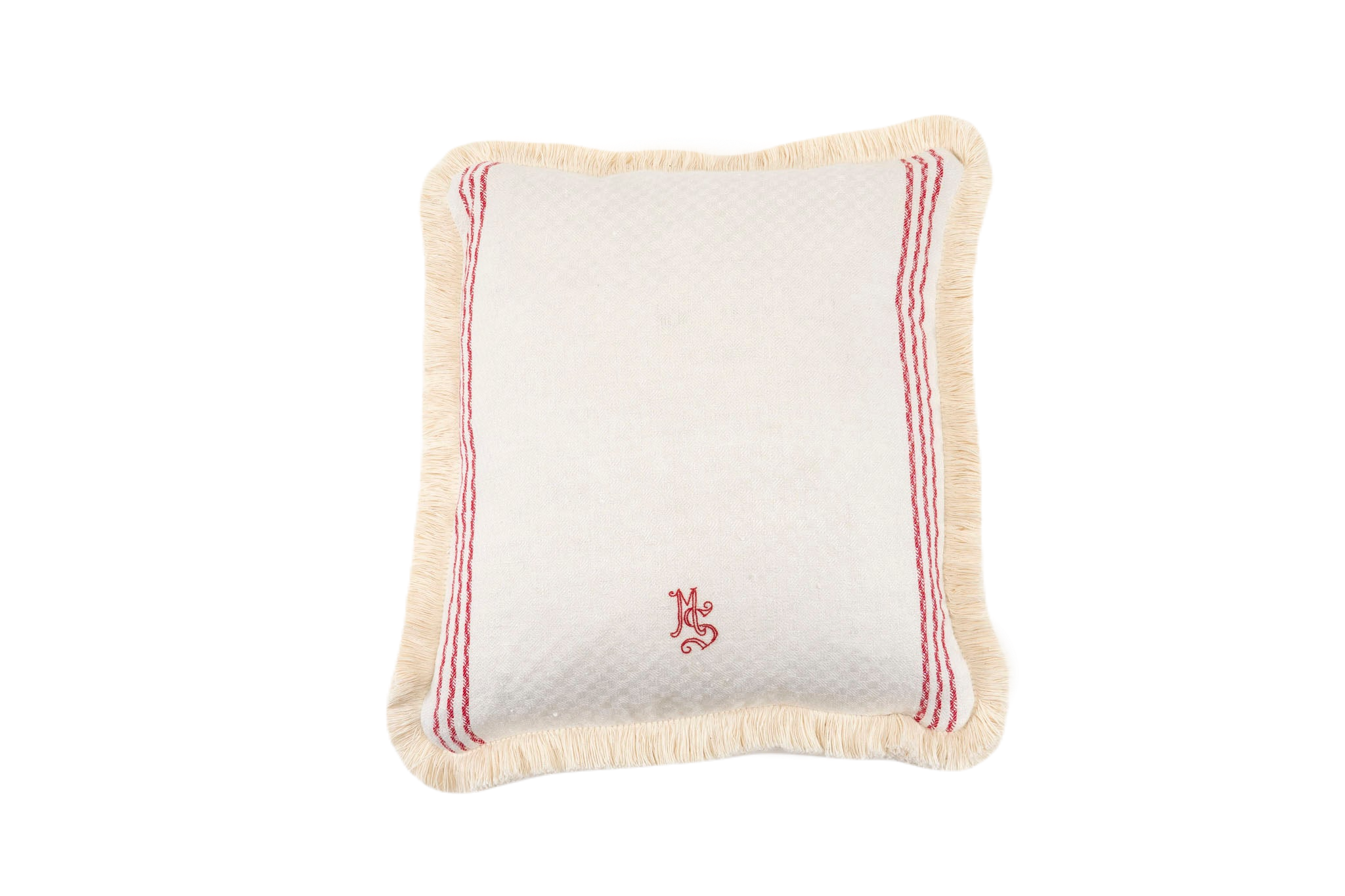 Antique handwoven pillow made from authentic Hungarian hemp with vintage aesthetic.