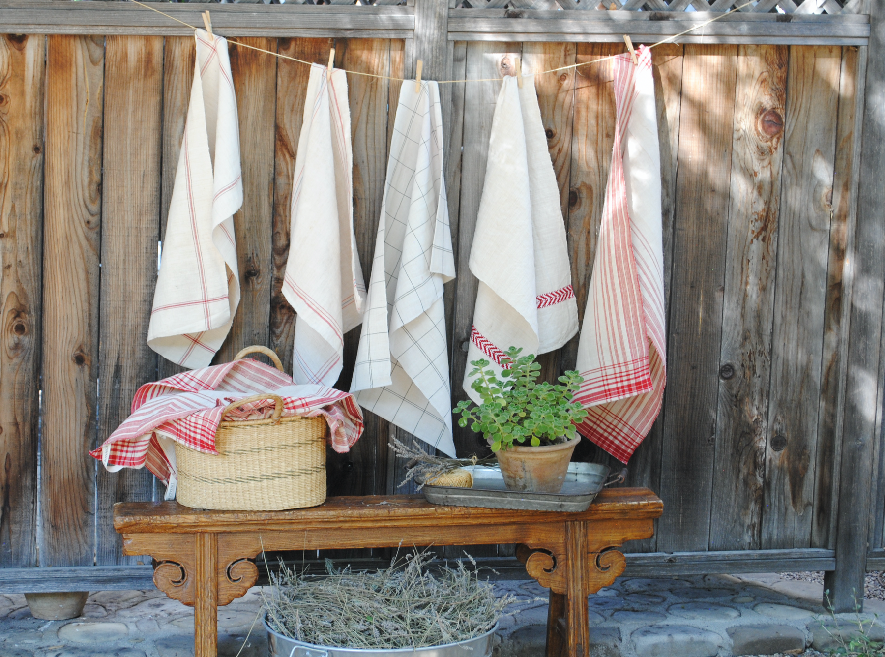 Heritage hemp dish towels: organic, handmade, farmhouse style