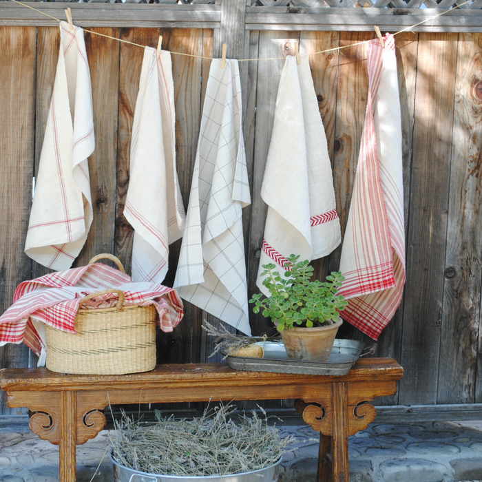 Heritage hemp dish towels: organic, handmade, farmhouse style