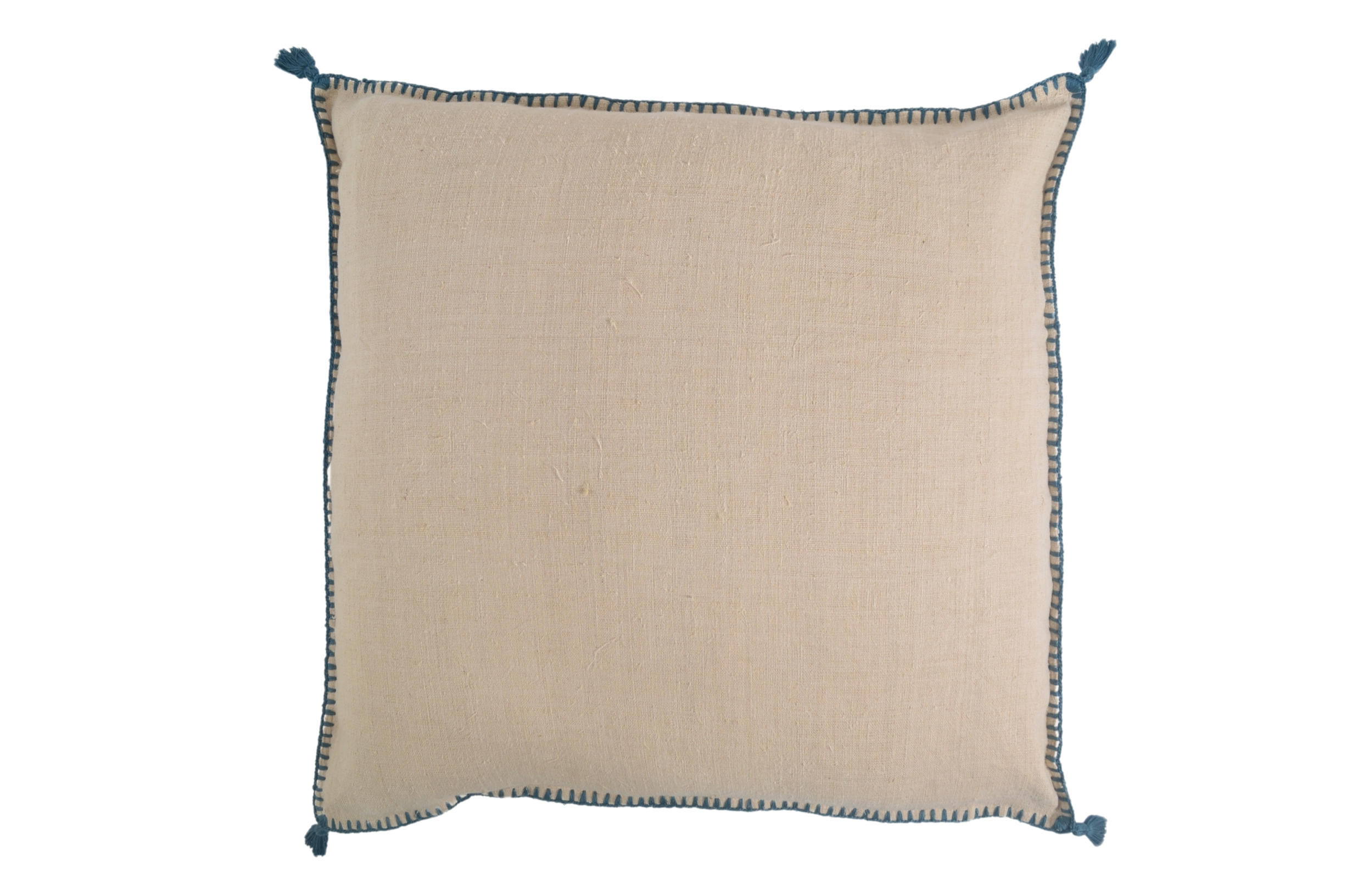 Handwoven antique hemp pillow with handstitching, unique home decor accent.