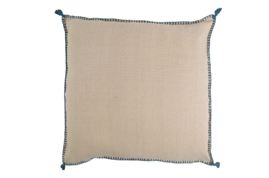 Handwoven antique hemp pillow with handstitching, unique home decor accent.