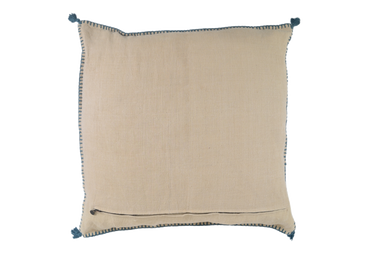 Handwoven antique hemp pillow with handstitching, sustainable artisan home decor.