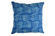 Handwoven antique Hungarian hemp pillow with wax resist indigo design.