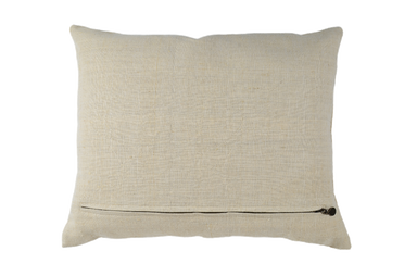 Embroidered handwoven antique Hungarian hemp pillow with metal zipper.