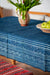 Antique handwoven Hungarian hemp table cloth with indigo wax resist design.