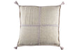 Antique Hungarian handwoven hemp pillow with mauve/taupe stitching and tassels.