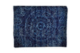 Antique handwoven Hungarian hemp indigo table runner with wax resist dye.