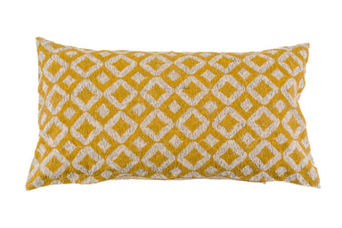 Hand printed linen pillow, artisan made in India with organic dyes, diamond pattern.