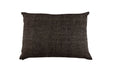 Antique handwoven decorative pillow with dark wool blend fabric.