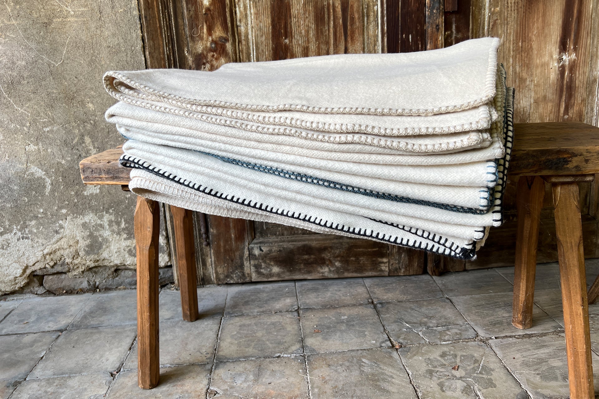 Blanket: Organic eco-cotton, hand stitched edging, Natural - BL82