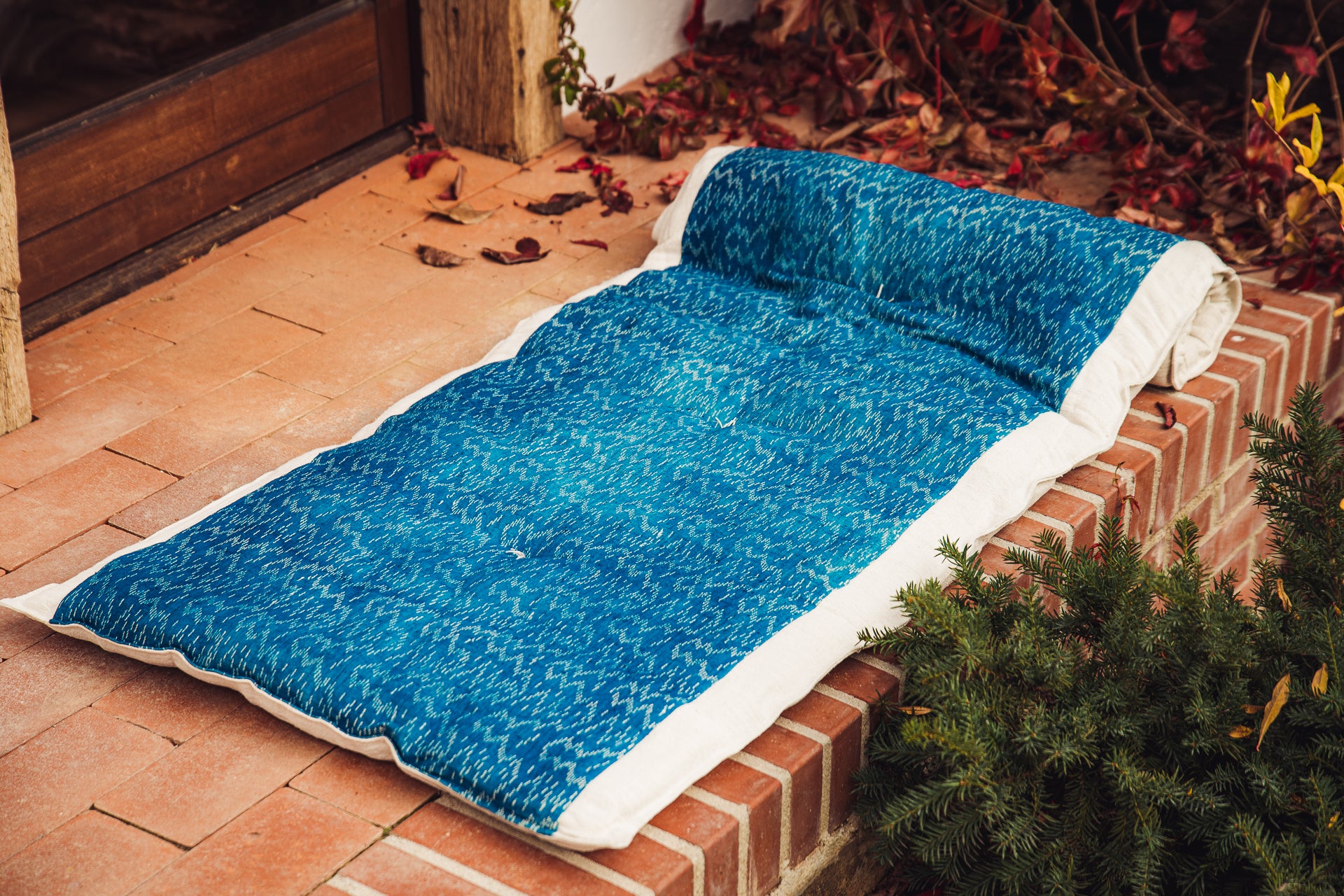 Bedroll - Antique handwoven hemp, indigo dye pattern - BR24