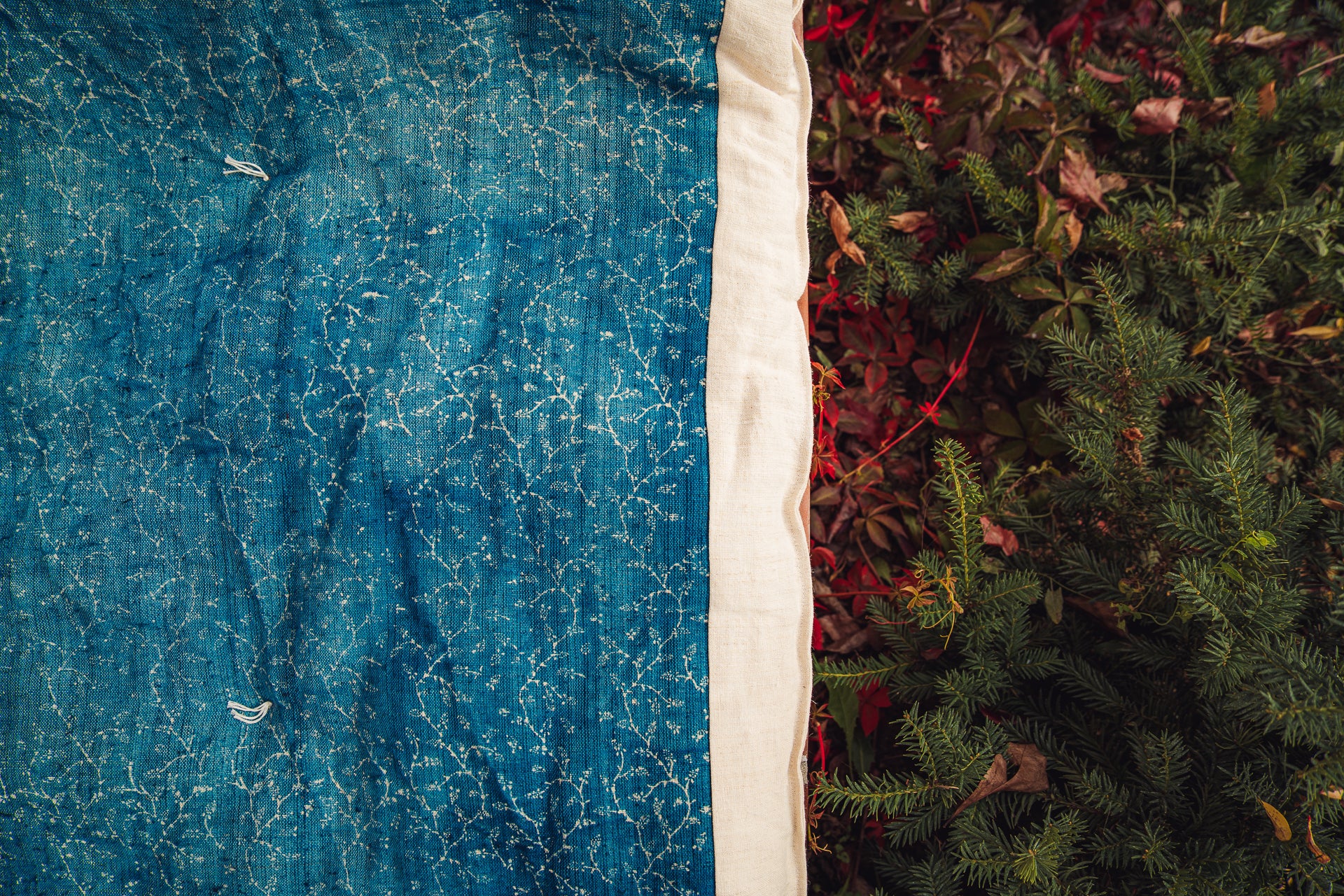 Bedroll - Antique handwoven hemp, indigo dye pattern - BR22