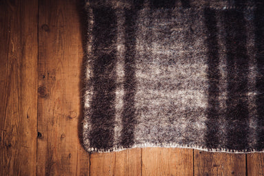 Antique handwoven Bulgarian wool rug with natural dyes, striped pattern, 150x300 cm.