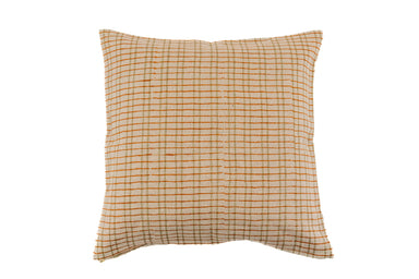 Hand printed linen pillow with block print design, artisan made in India.