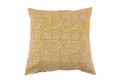 Hand printed linen pillow with organic dyes on natural fabric, front and back print.