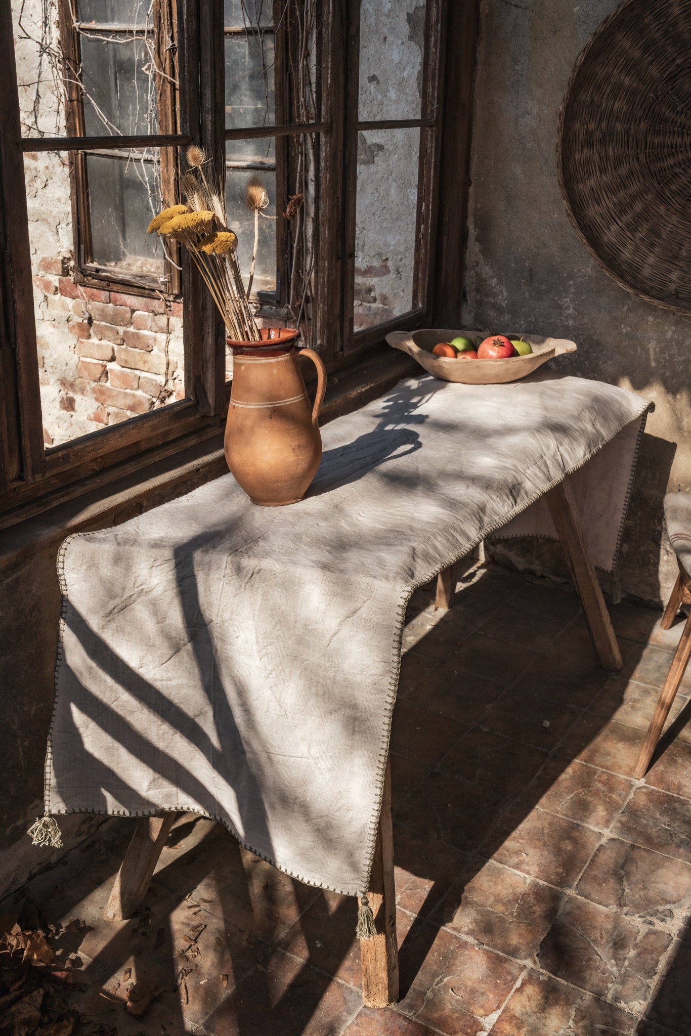 Table Runner: Antique handwoven Hungarian hemp - TW67