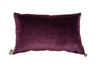 Handwoven Romanian artifact textile pillow with cotton velvet back and metal zipper.