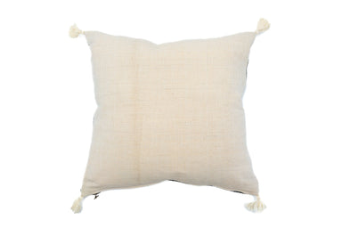 Antique handwoven decorative pillow with tassels, cotton and linen blend.