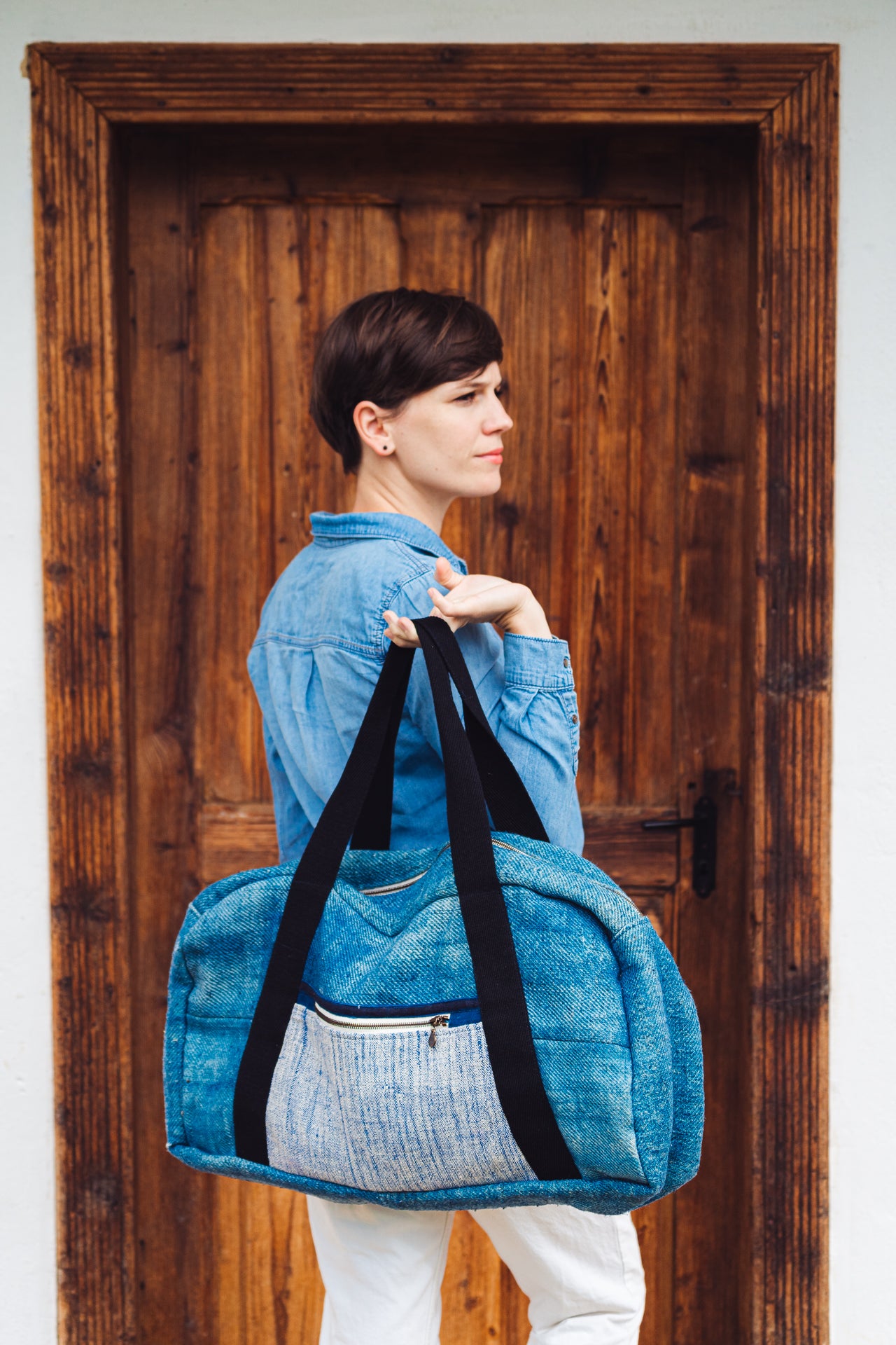 Bag: Handwoven hemp from antique grain sack - BG232