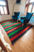 Antique handwoven Bulgarian felted rug with colorful stripes, 210x260 cm.