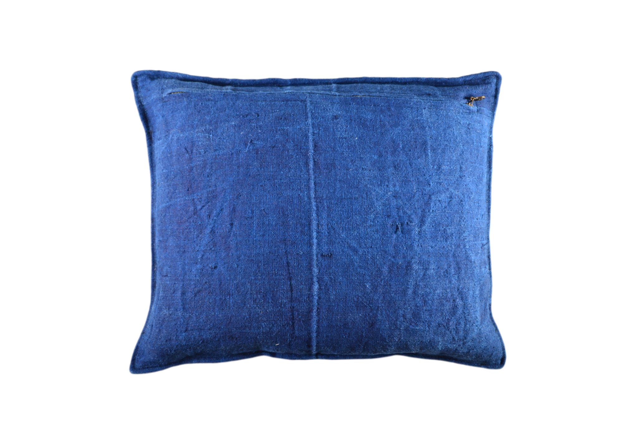 Hand woven decorative pillow with antique Bulgarian cotton and Hungarian indigo hemp.