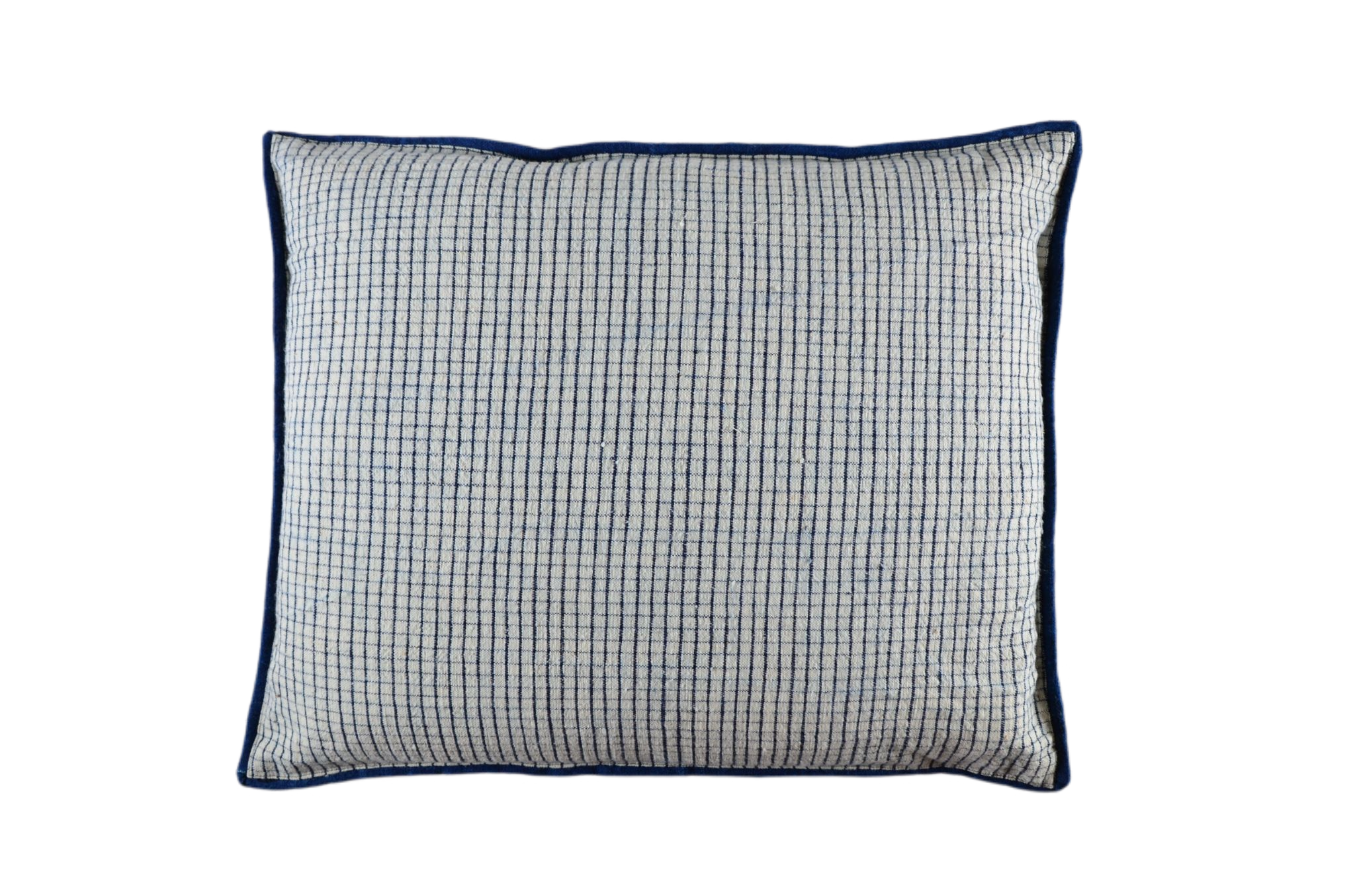 Hand woven decorative pillow, antique Bulgarian cotton with indigo hemp back.