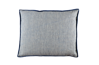 Hand woven decorative pillow, antique Bulgarian cotton with indigo hemp back.