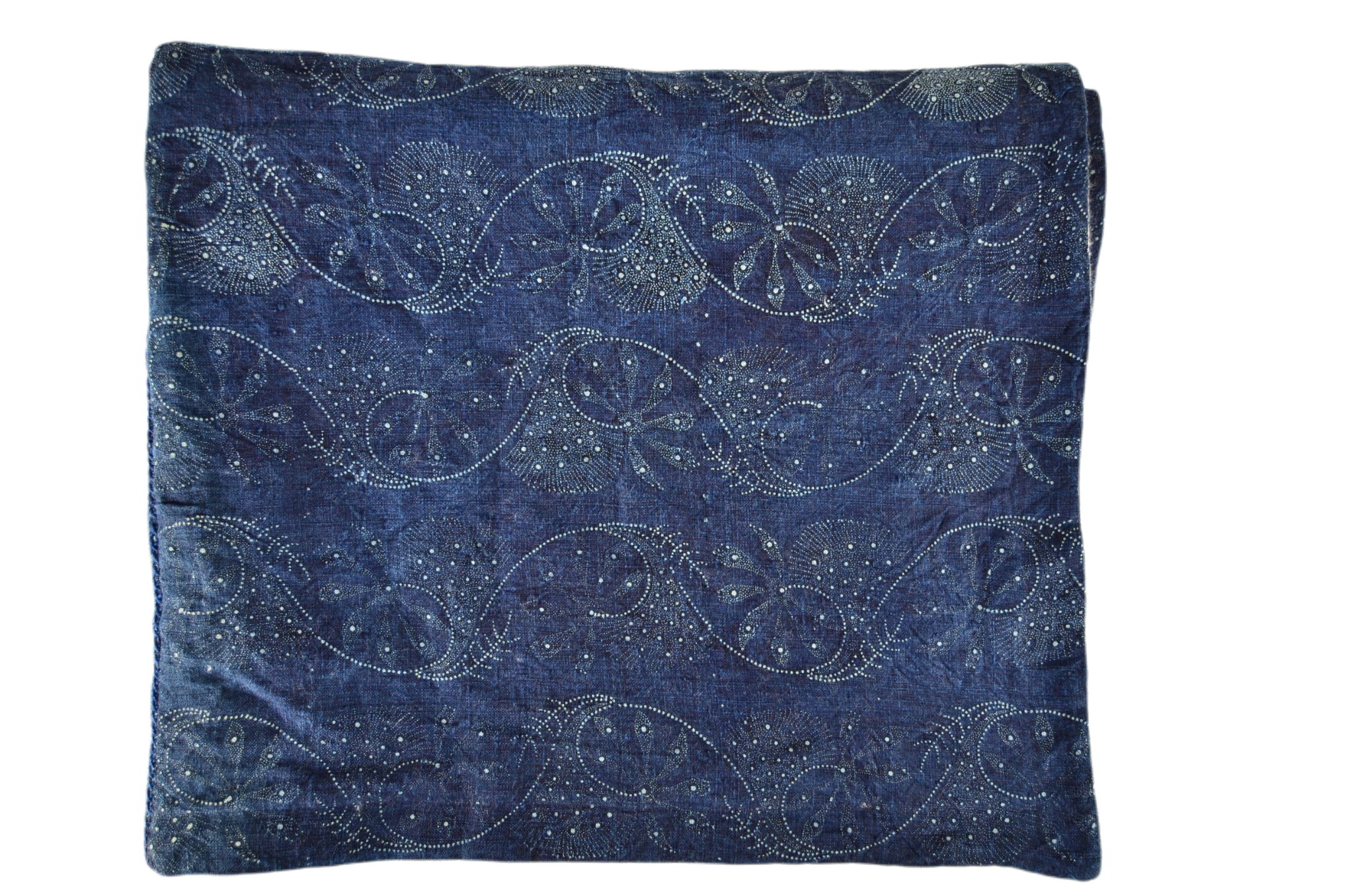 Blanket: Organic antique hemp with indigo pattern - BL106