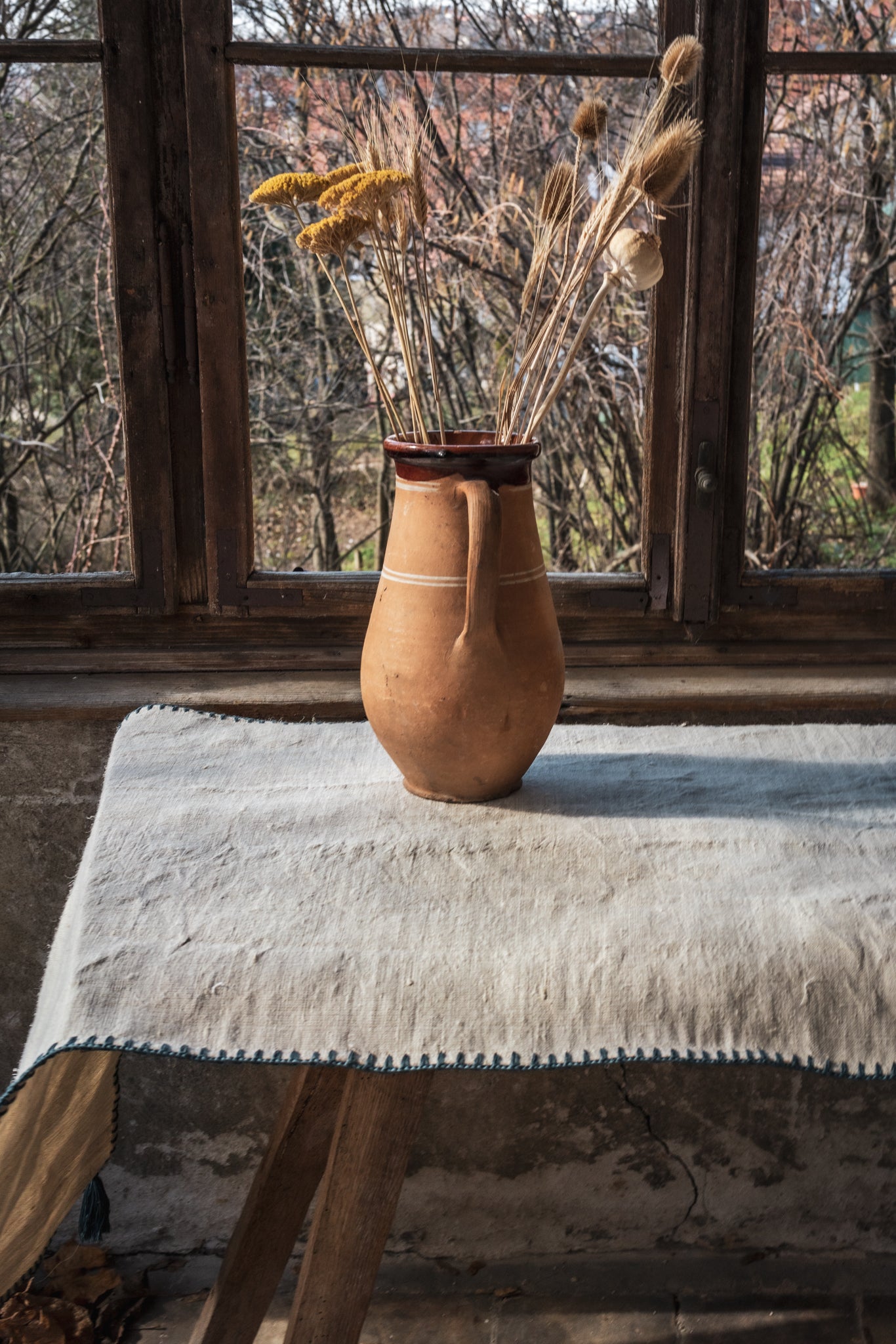 Table Runner: Antique handwoven Hungarian hemp - TW60