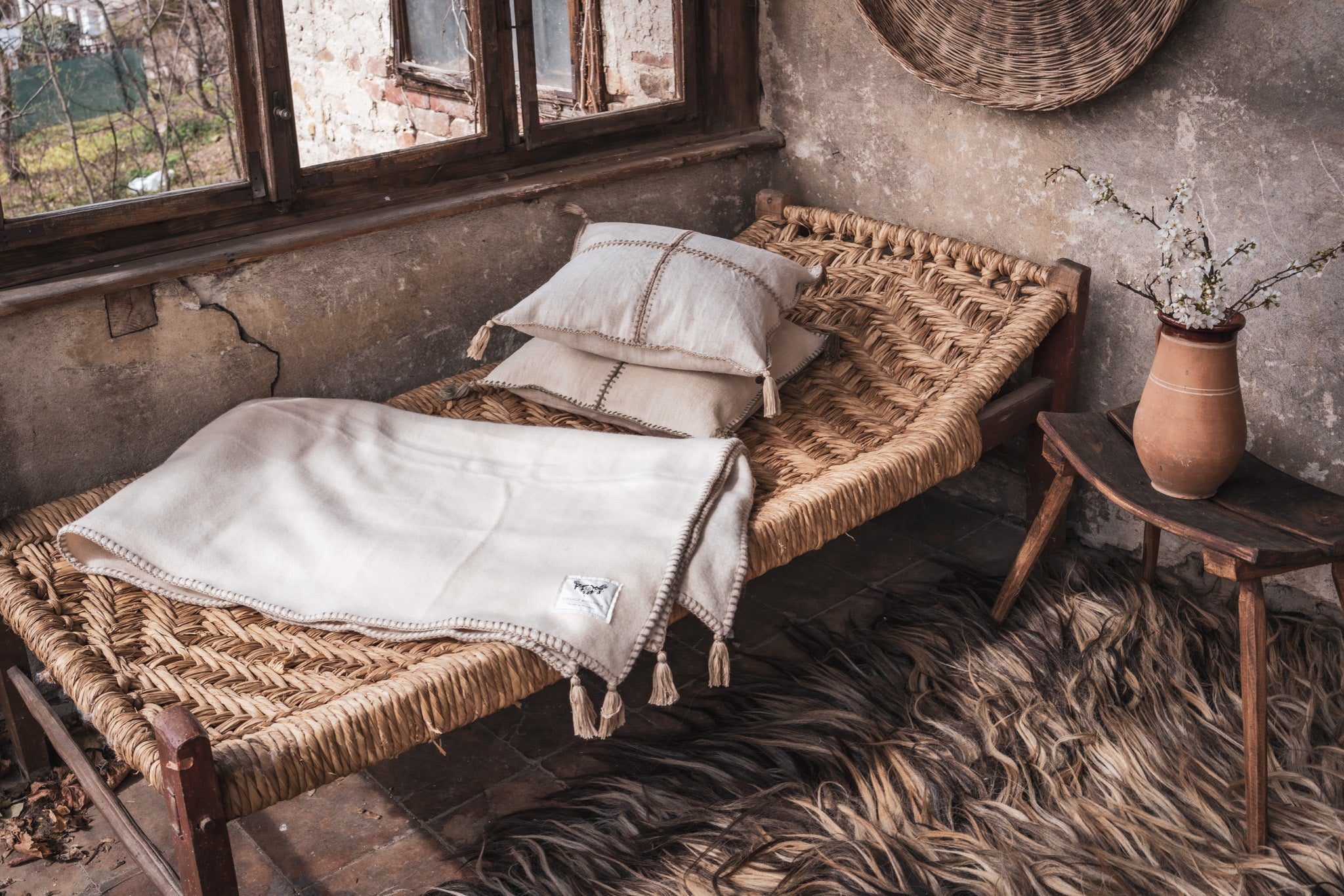 Pillow: Antique Hungarian handwoven hemp, hand stitched - P414