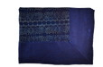 Antique handwoven Hungarian hemp table cloth with wax resist indigo dye and floral border design.