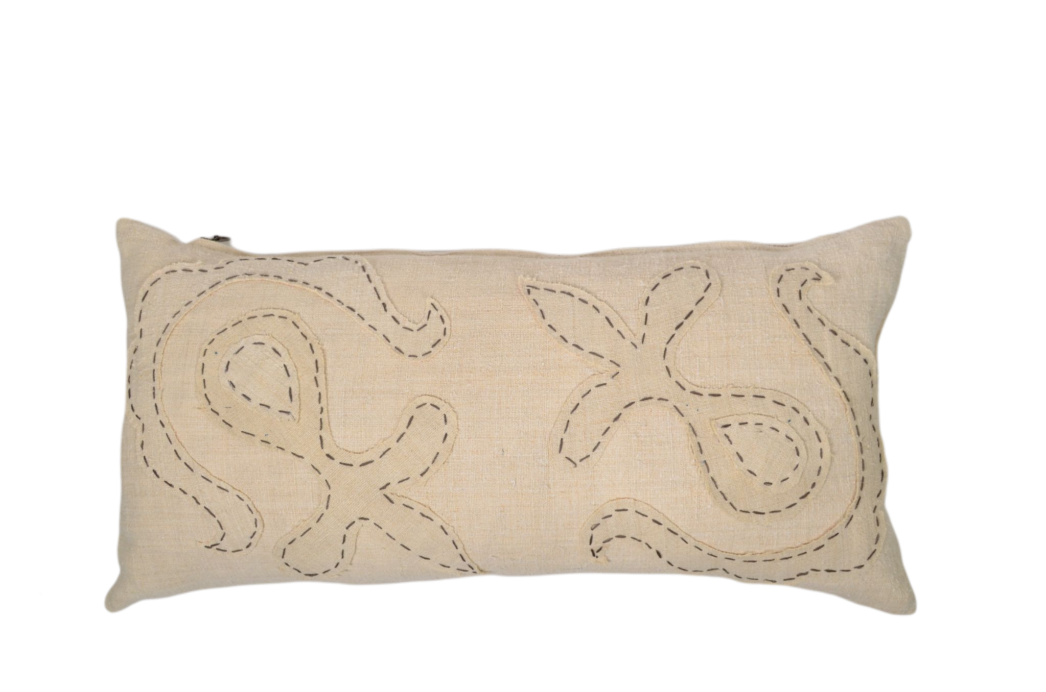 Pillow: Antique handwoven decorative pillow with apliqué - P477