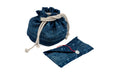 Handwoven antique Hungarian indigo hemp bag with envelope.