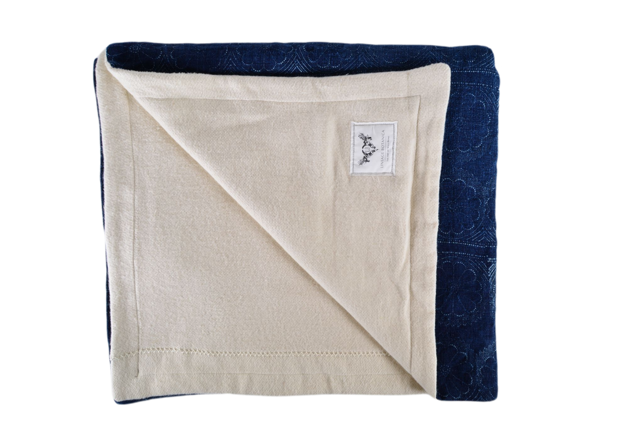 Blanket: Organic antique hemp with indigo pattern - BL105